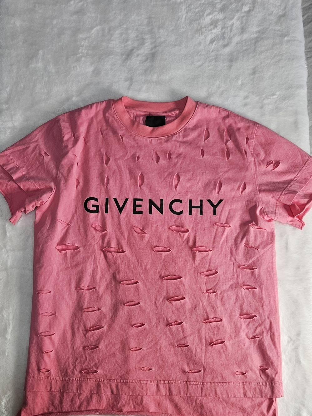 Givenchy Pink Distressed Logo Tee